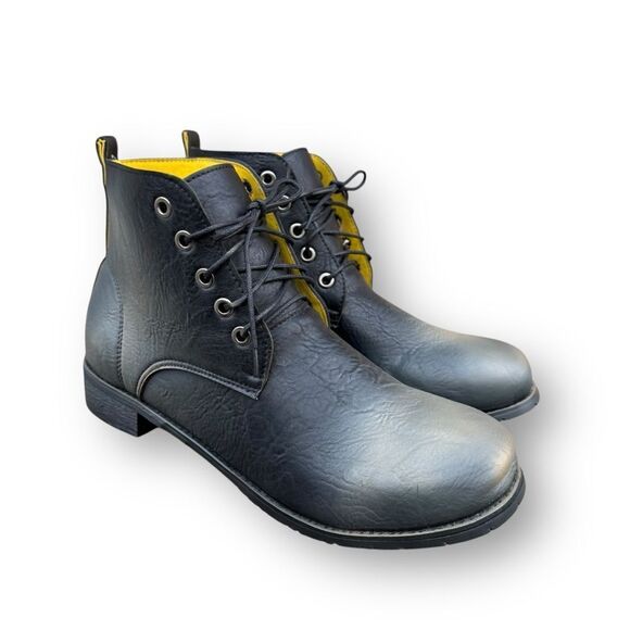 Retro British Chukka Boots Distressed Lace up Black Shoes Men's size 12 EU 45 - Picture 9 of 13